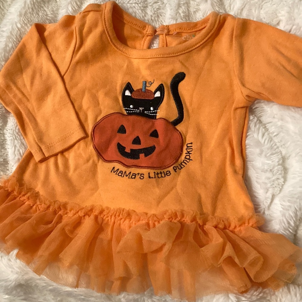 Chick Pea Halloween Pumpkin Baby Girl Shirt 12 Months